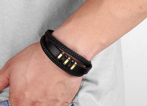 Leather Dual Layer Lagen Zwart Bracelet - Kultur•Vultur -